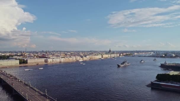 Aerial flight above beautiful Saint-Petersburg Russia 71 — 비디오