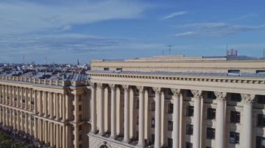 Aerial flight above beautiful Saint-Petersburg Russia 55