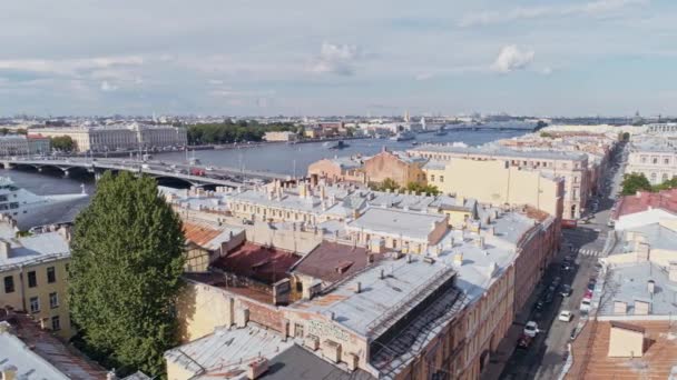 Aerial flight above beautiful Saint-Petersburg Russia 35 — Stockvideo