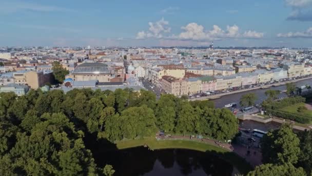 Aerial flight above beautiful Saint-Petersburg Russia 53 — 비디오