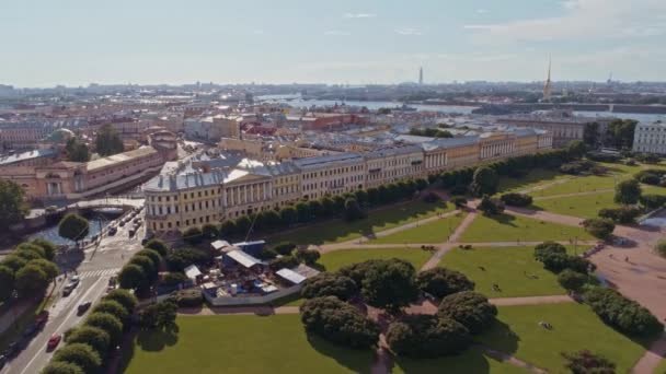Luftflug über der schönen Saint-petersburg russland 48 — Stockvideo