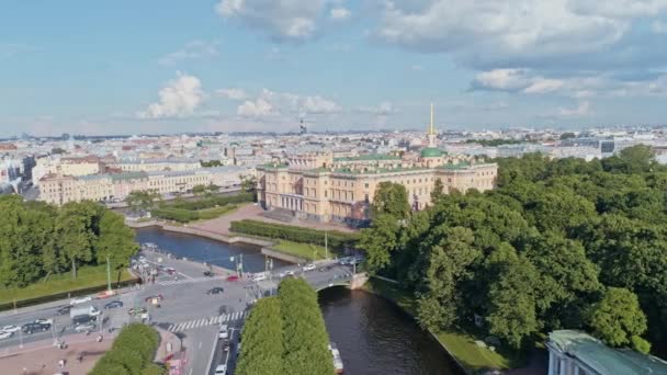Volo aereo sopra la bellissima San Pietroburgo Russia 45 — Video Stock