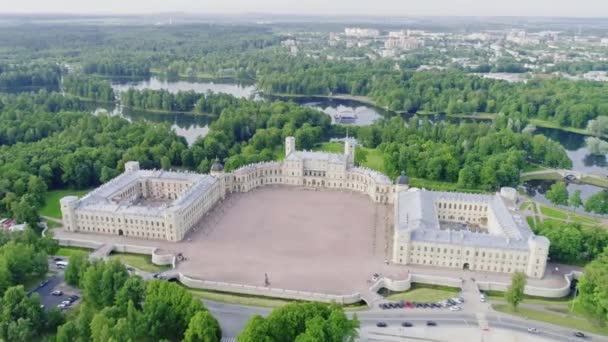 Letecký pohled Gatčínský chrám Saint-Petersburg Rusko 12 — Stock video