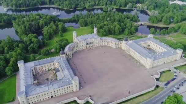 Letecký pohled Gatčínský chrám Saint-Petersburg Rusko 9 — Stock video