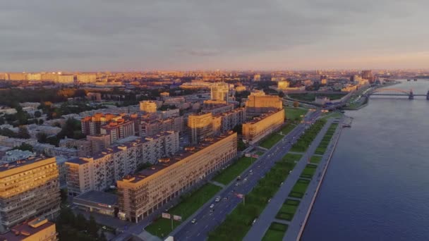 Hava manzaralı Saint Petersburg Günbatımı 21 — Stok video