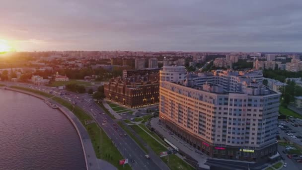 Vista aérea San Petersburgo Puesta del sol 3 — Vídeo de stock