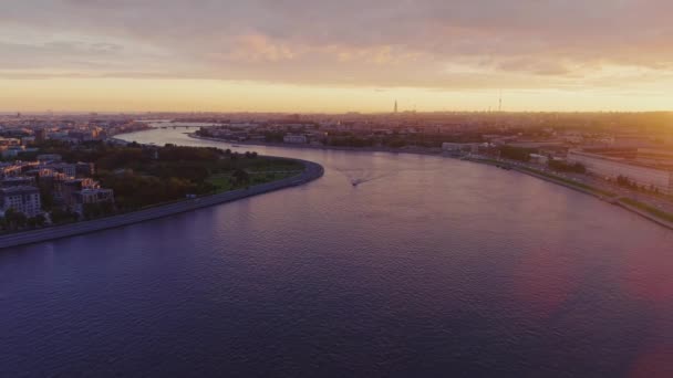 Вид с воздуха Saint Petersburg Sunset 18 — стоковое видео