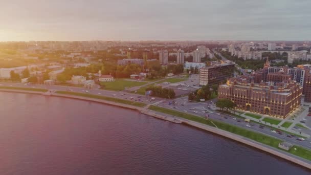 Légi kilátás Szentpétervárra Sunset 7 — Stock videók