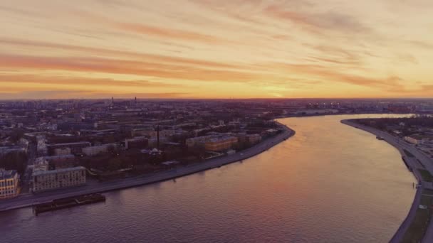 Vista aerea San Pietroburgo Tramonto 8 — Video Stock