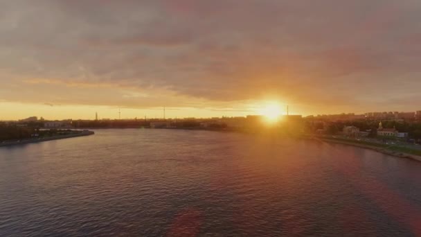 Vue aérienne Saint-Pétersbourg Coucher de soleil 13 — Video