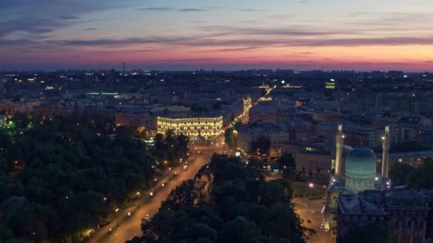 Vista superior de una noche blanca en San Petersburgo Rusia 13 — Vídeo de stock