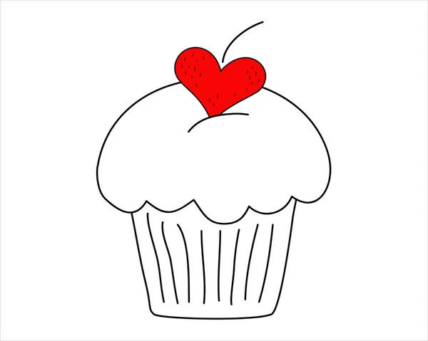 Cupcake Con Cuore Ciliegia — Foto Stock