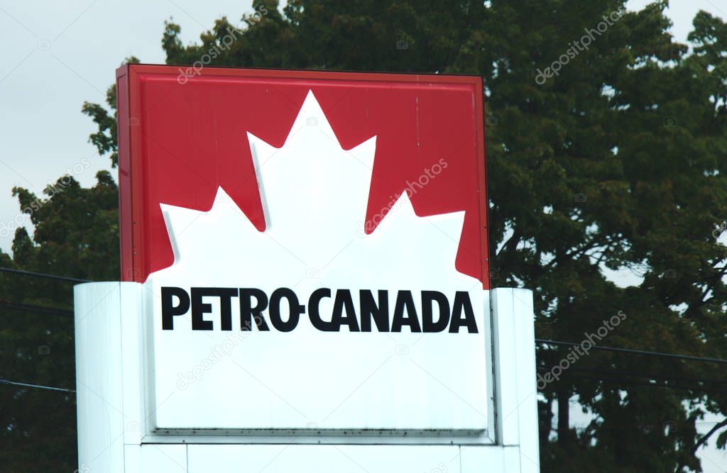 Maple Ridge, Canada - September 26, 2019: Sign of Petro-Canada gas station in Maple Ridge. The most popular fuel station in Canada.