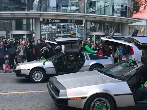 Toronto Canada March 2018 Delorean Cars Take Part Annual Patrick — Stock Photo, Image