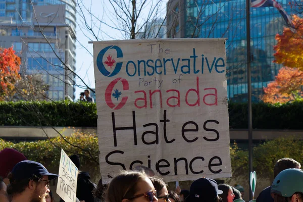 Vancouver Canadá Outubro 2019 Vista Sinal Partido Conservador Canadá Odeia — Fotografia de Stock
