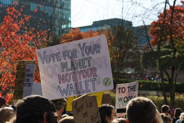 Vancouver Canada Oktober 2019 Bekijk Het Bord Stem Voor Planeet — Stockfoto