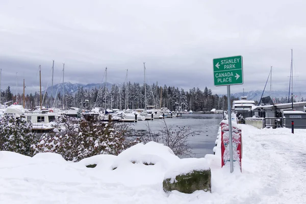 Vancouver Canadá Enero 2019 Vista Las Señales Tráfico Stanley Park —  Fotos de Stock