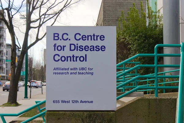 Vancouver Canadá Febrero 2020 Vista Señal Centro Para Control Enfermedades — Foto de Stock