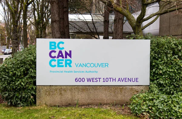 Vancouver Canadá Febrero 2020 Vista Señal Cancer Vancouver 600 West — Foto de Stock