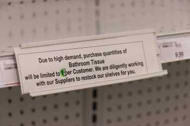 Vancouver, Canada - March 15,2020: View of sign at the local drug store 