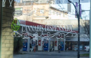 Vancouver, Canada - February 20,2020: A sign on the window 