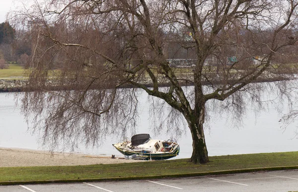 Vancouver Canadá Fevereiro 2020 Veleiro Lava Sunset Beach Vancouver Parcialmente — Fotografia de Stock