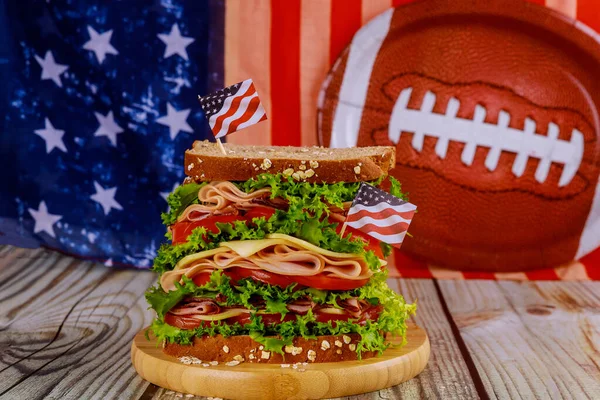Big sandwich for american football game party.