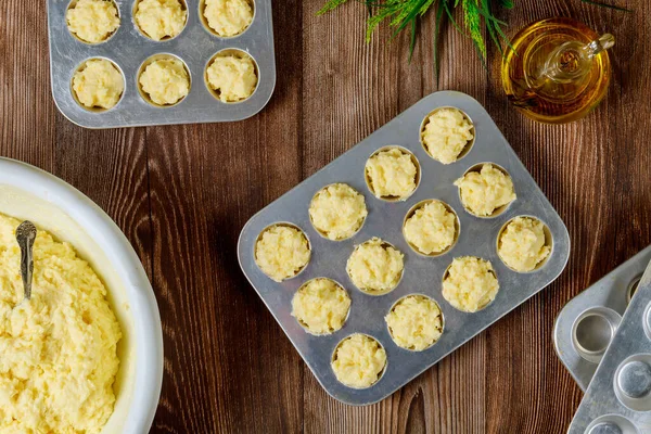 Hacer Pan Queso Llamado Chipa Masa Cruda Bandeja Para Hornear — Foto de Stock