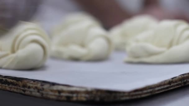 Masa Para Croissants Preparación Croissants — Vídeos de Stock