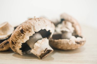 Sağlıklı Organik Çiğ Mantar Başlıkları, beyaz arkaplanda