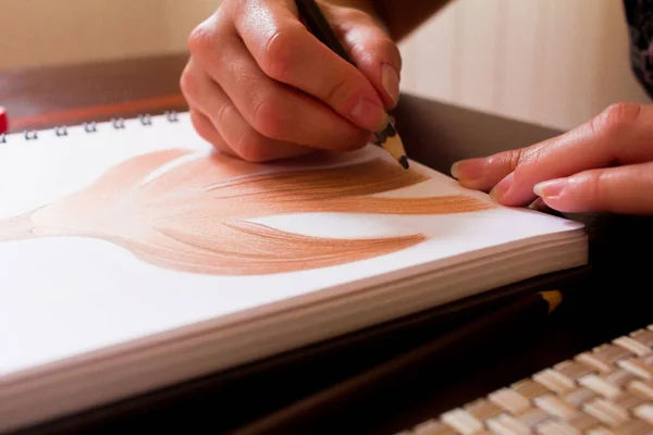 Mujer Pintando Color Dibujo — Foto de Stock