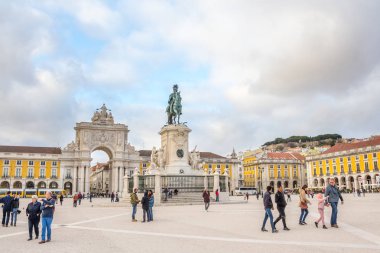 Lisbon, Portekiz - 02 Mart 2016: Commerce square