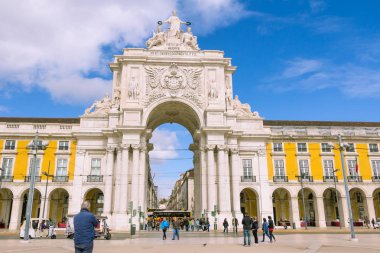 Lisbon, Portekiz - 02 Mart 2016: Commerce square