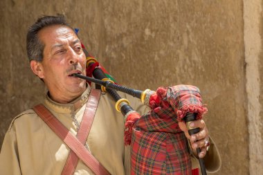 : Jerash, Jordan - 25 Nisan 2016: Player'da Roma devri: Jerash gayda