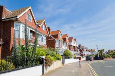 Eastbourne, Sussex, Amerika içinde sahil boyunca geleneksel evleri 