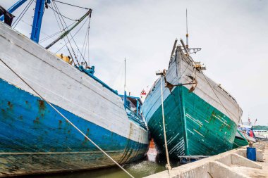 Eski liman Semarang Endonezya yılında deniz feneri ile