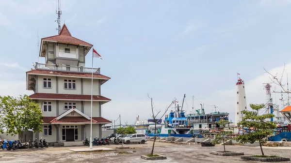 Porto Velho Com Farol Semarang Indonésia — Fotografia de Stock