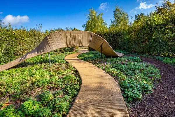 Gartengestaltung in Herbstfarben mit Seil — Stockfoto