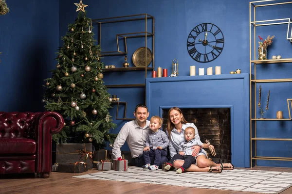 Aile (anne, baba, iki oğul) süslü Noel ağacının yanındaki halıya oturur ve eğlenir, bayramı beklerler. Mutlu aile, birbirlerine hediye verirler.