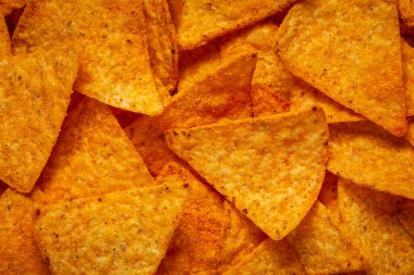 Nacho sosu. Çiplerin arka planı. Yakın plan..