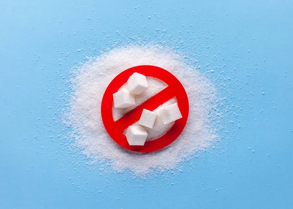 Şeker Kavramının Zararları Yemek Diyet Konsepti Şekersiz Diyabet Konsepti Mavi — Stok fotoğraf