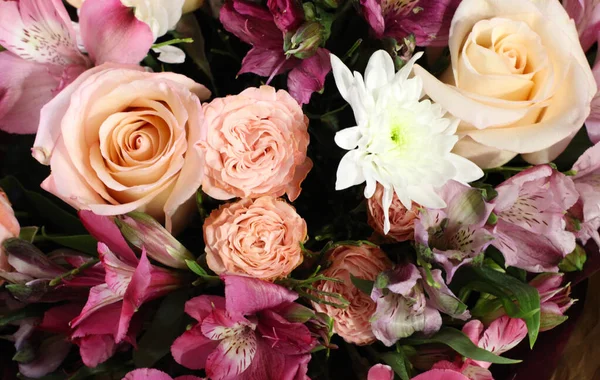 delicate flowers in pink and purple