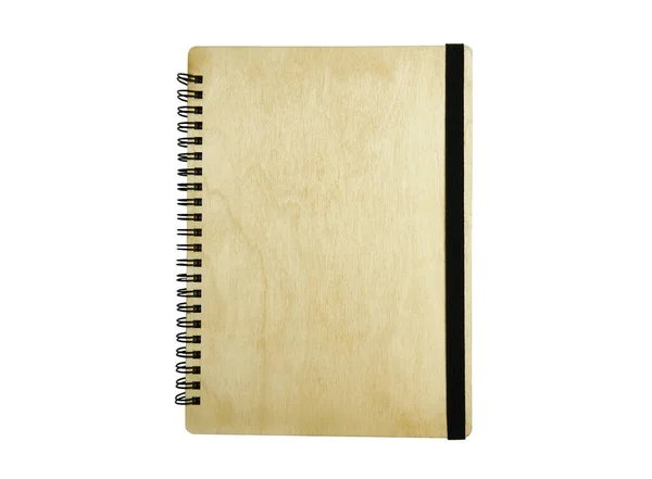 Πρότυπο Σημειωματάριο Ξύλινο Κάλυμμα Λευκό Φόντο Μονωμένο Αντικείμενο — Φωτογραφία Αρχείου