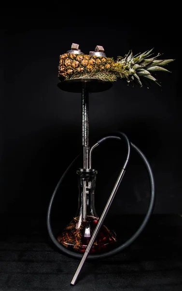 Hookah Pineapple Pine Branches Flask Red Syrup Beautiful Metal Shisha — Stock Photo, Image