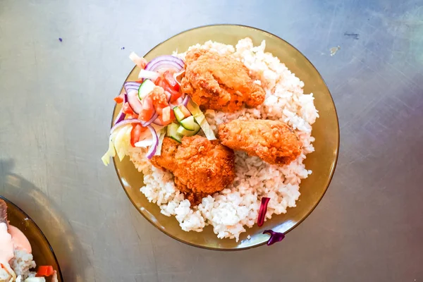 close-up view of gourmet chicken dish on restaurant table