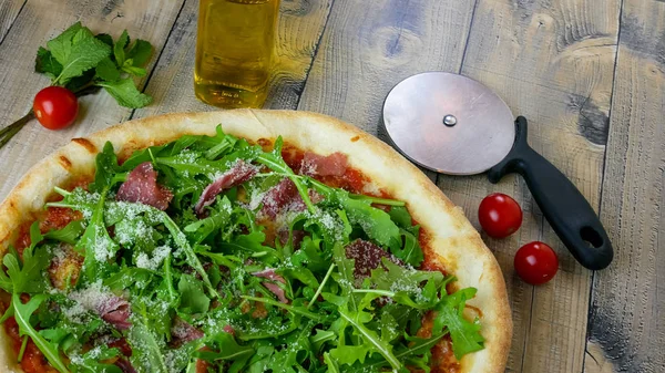 Pizza on a restaurant table