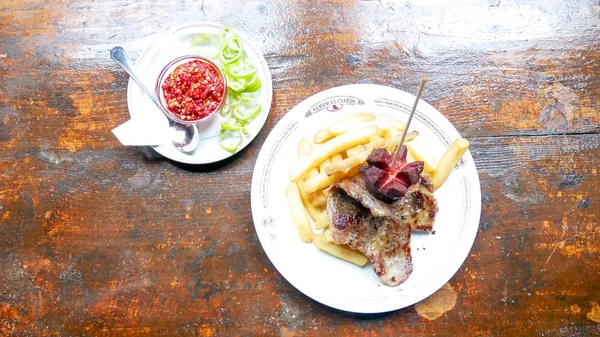 Pork dish on a restaurant table