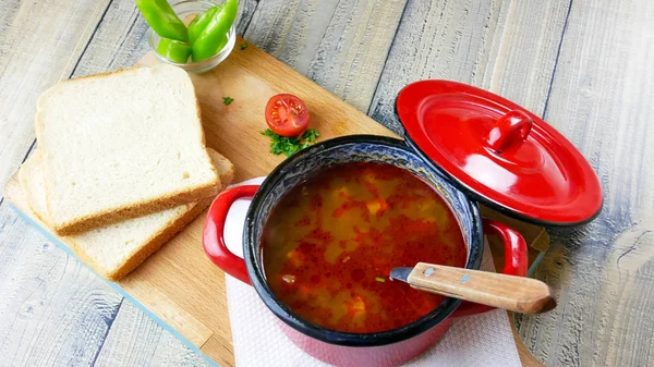 Sopa Una Mesa Restaurante — Foto de Stock