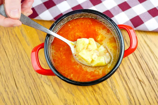 Sopa Uma Mesa Restaurante — Fotografia de Stock