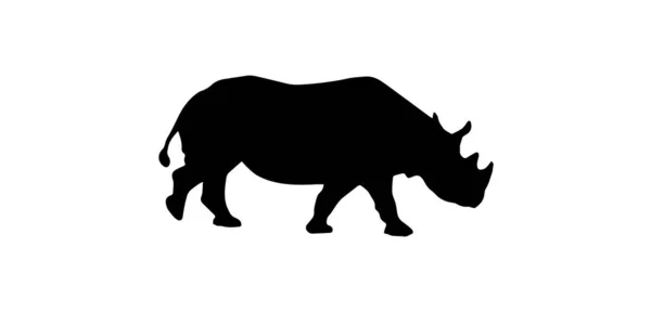 Rhino Sziluett Fehér Háttér — Stock Fotó